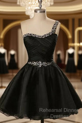 Organza Homecoming Dress,One-Shoulder Graduation Dress